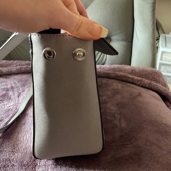 Michael Kors Ava Satchel Medium Gray Saffiano Leather Handbag Purse - Picture 11 of 12